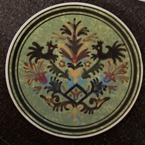 Greek Folk Design Vintage Decorative Green Ceramic Plate Wall
